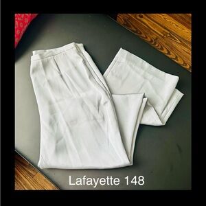 Lafayette 148 New York Petite Side Zip Silk Gray Trousers